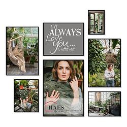 Foto van Haes deco - collage set xl met 7 kunststof fotolijsten zwart easy frame - efs103b