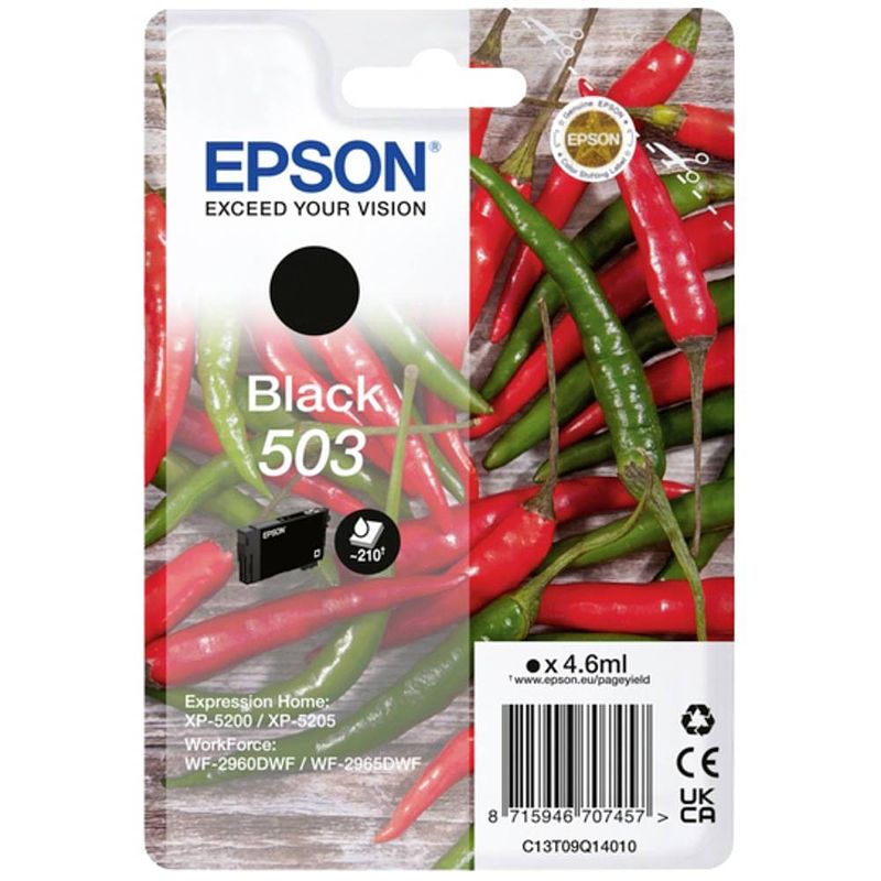 Foto van Epson inkt 503bk origineel enkel zwart c13t09q14010