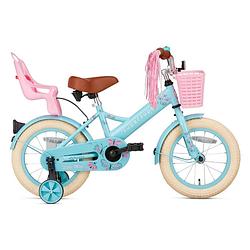 Foto van Supersuper meisjesfiets little miss 14 inch 21,5 cm meisjes terugtraprem turquoise/roze