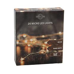 Foto van Touwverlichting met 20 micro led lampjes sfeerverlichting op batterij 100 cm - kerstverlichting kerstboom