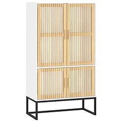 Foto van The living store hoge kast - bewerkt hout - 70 x 35 x 125 cm - wit