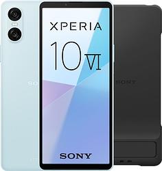 Foto van Sony xperia 10 vi 128gb blauw 5g + sony back cover zwart met standaard