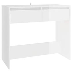 Foto van The living store consoletafel - hoogglans wit - 89 x 41 x 76.5 cm - 2 lades