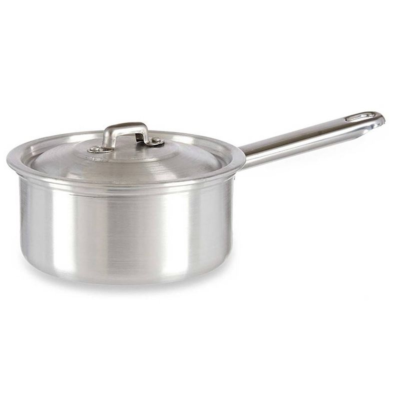 Foto van Steelpan/sauspan/juspan zilverkleurig 28 x 16 x 9 cm van 1 liter aluminium - steelpannen