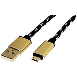 Foto van Roline usb-kabel usb 2.0 usb-a stekker, usb-micro-b stekker 0.80 m zwart, goud afgeschermd 11.02.8819