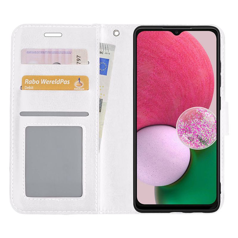 Foto van Basey samsung galaxy a13 5g hoesje book case kunstleer cover hoes - wit