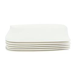 Foto van 4goodz wave 6x porseleinen dinerborden xl rechthoek 33x21 cm - wit