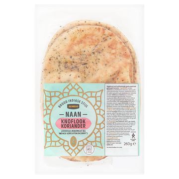 Foto van Jumbo naan brood knoflook koriander 2 stuks 260g