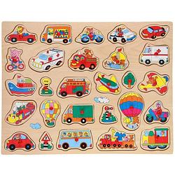 Foto van Houten knopjes/noppen puzzel voertuigen thema 45 x 35 cm speelgoed - legpuzzels