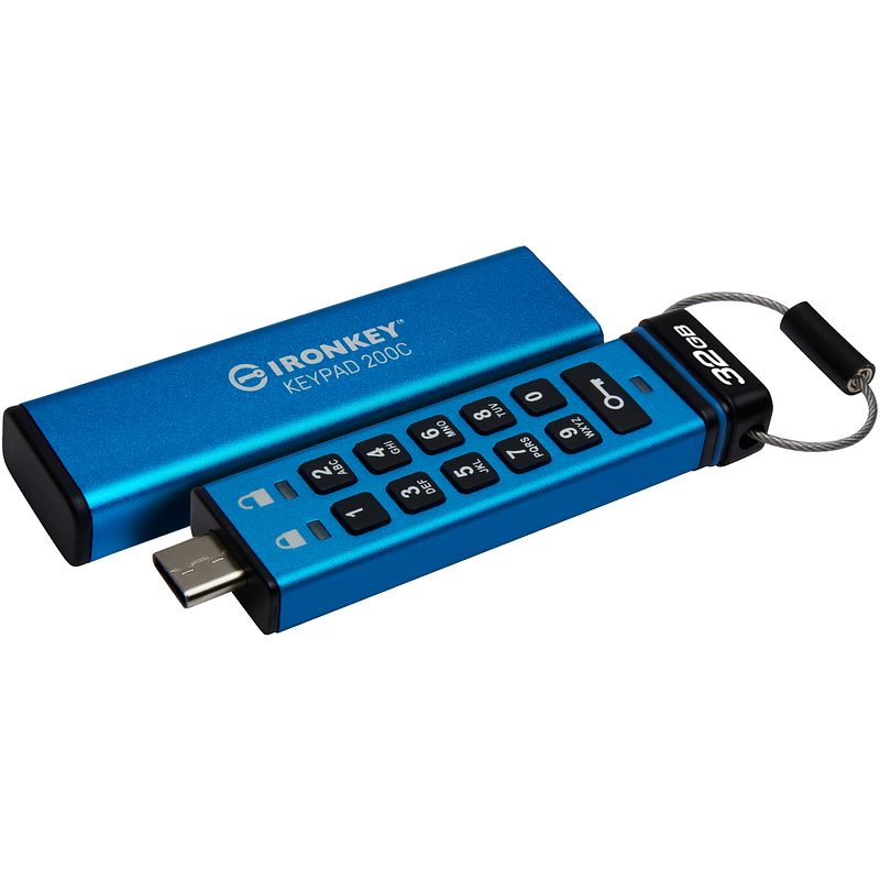 Foto van Kingston ironkey keypad 200c usb 3.2 gen 1 stick met hardwareversleuteling 32 gb