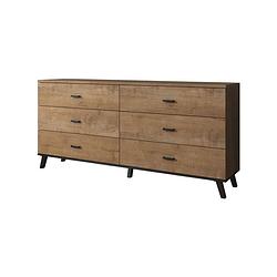 Foto van Meubella dressoir jenny - eiken - zwart - 181 cm