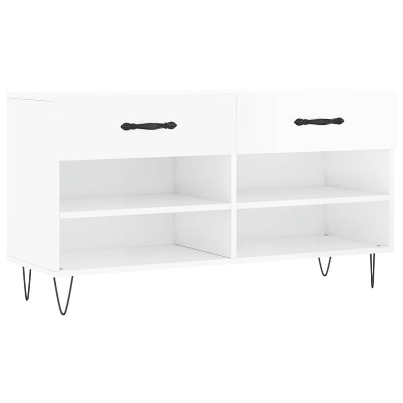 Foto van The living store schoenenbank opbergruimte - 102 x 35 x 55 cm - hoogglans wit