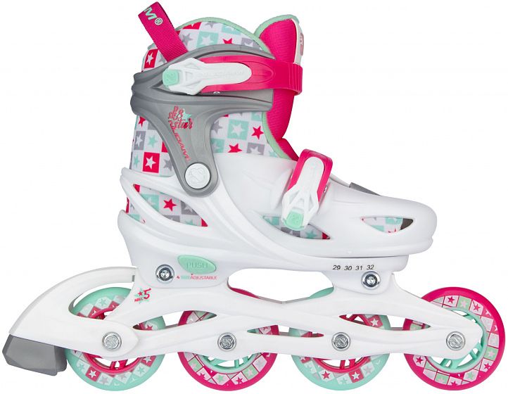 Foto van Nijdam inlineskates sk8 star meisjes wit/roze maat 25-28