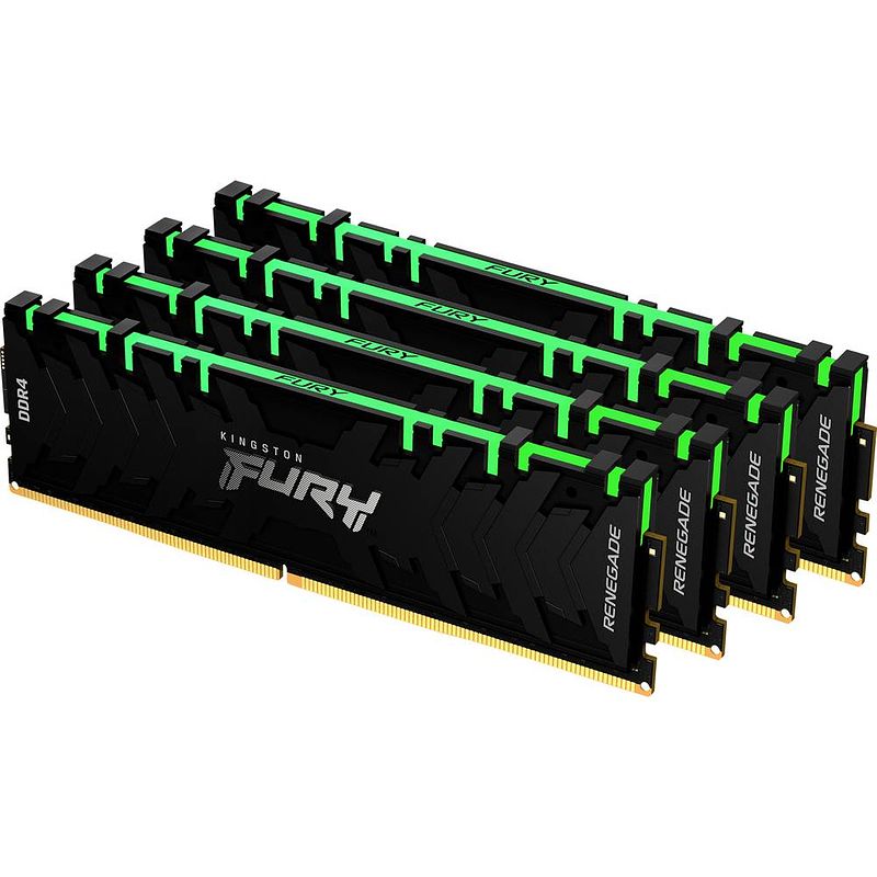 Foto van Kingston fury renegade rgb werkgeheugenset voor pc ddr4 64 gb 4 x 16 gb 3600 mhz 288-pins dimm cl16 kf436c16rb1ak4/64