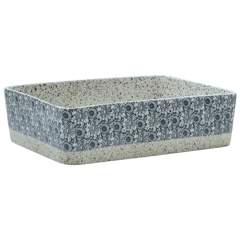 Foto van Vidaxl opzetwasbak rechthoekig 46x35,5x13 cm keramiek grijs en blauw