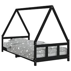 Foto van Vidaxl kinderbedframe 90x200 cm massief grenenhout zwart