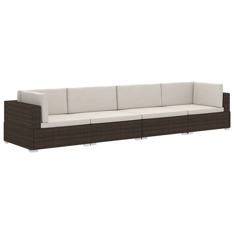 Foto van Infiori 4-delige loungeset met kussens poly rattan bruin