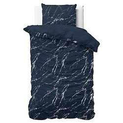 Foto van Dekbedovertrek glamour marble - eenpersoons (140x200 cm) - blauw microvezel - dessin: patroon, luxe - sleeptime - dekbed-discounter.nl