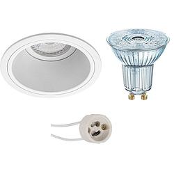 Foto van Led spot set - osram parathom par16 930 36d - pragmi minko pro - gu10 fitting - dimbaar - inbouw rond - mat wit - 5.5w -