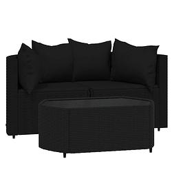 Foto van The living store loungeset allibert - hoekbank - zwart - 63x63x57.5 cm - weerbestendig