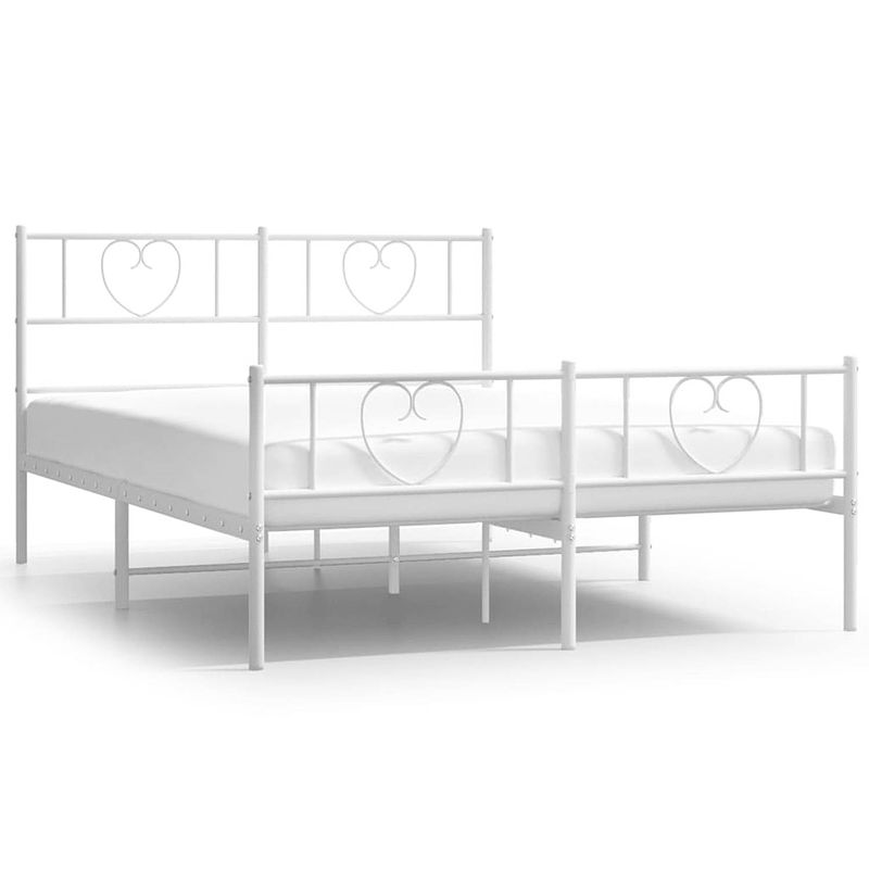 Foto van Vidaxl bedframe met hoofd- en voeteneinde metaal wit 120x200 cm