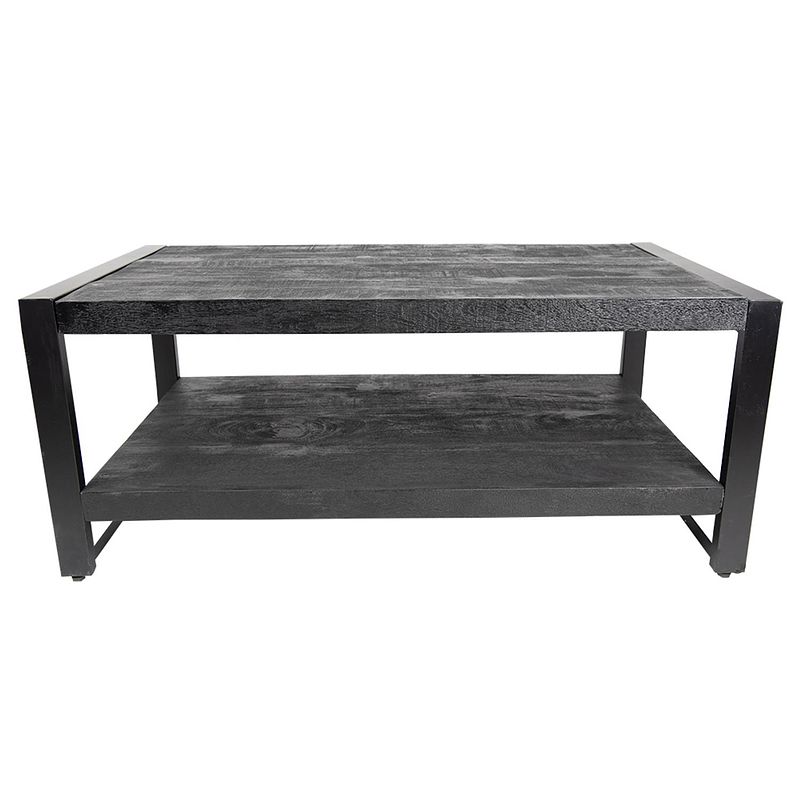 Foto van Clayre & eef salontafel 110*60*45 cm zwart hout bijzettafel salon tafel koffietafel zwart bijzettafel salon tafel