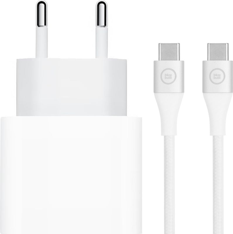 Foto van Apple power delivery oplader 20w + usb c kabel nylon wit 1,5m