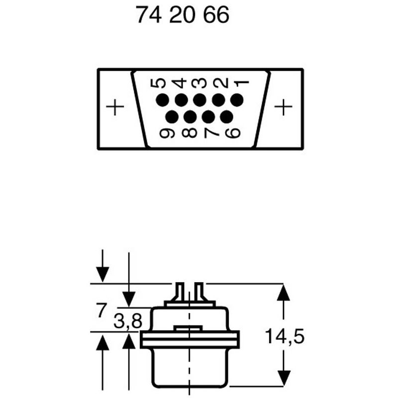 Foto van D-sub male connector 180 ° aantal polen: 9 soldeerkelk 1 stuk(s)