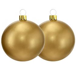 Foto van Christmas decoration mega kerstballen - 2x - 45 cm -goud - opblaasbaar - opblaasfiguren