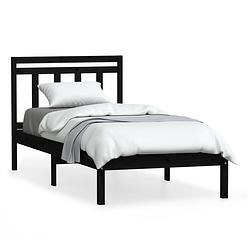 Foto van The living store bedframe - naam - bedframe - afmeting- 205.5 x 106 x 100 cm - kleur- zwart - materiaal- massief