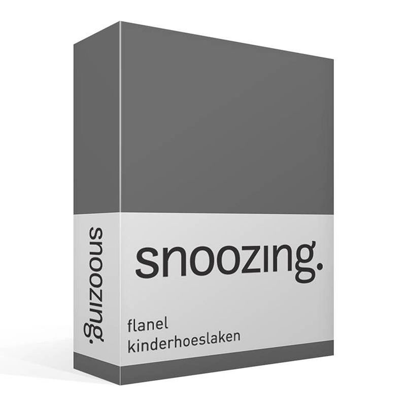 Foto van Snoozing - flanel - kinderhoeslaken - ledikant - 60x120 cm - antraciet