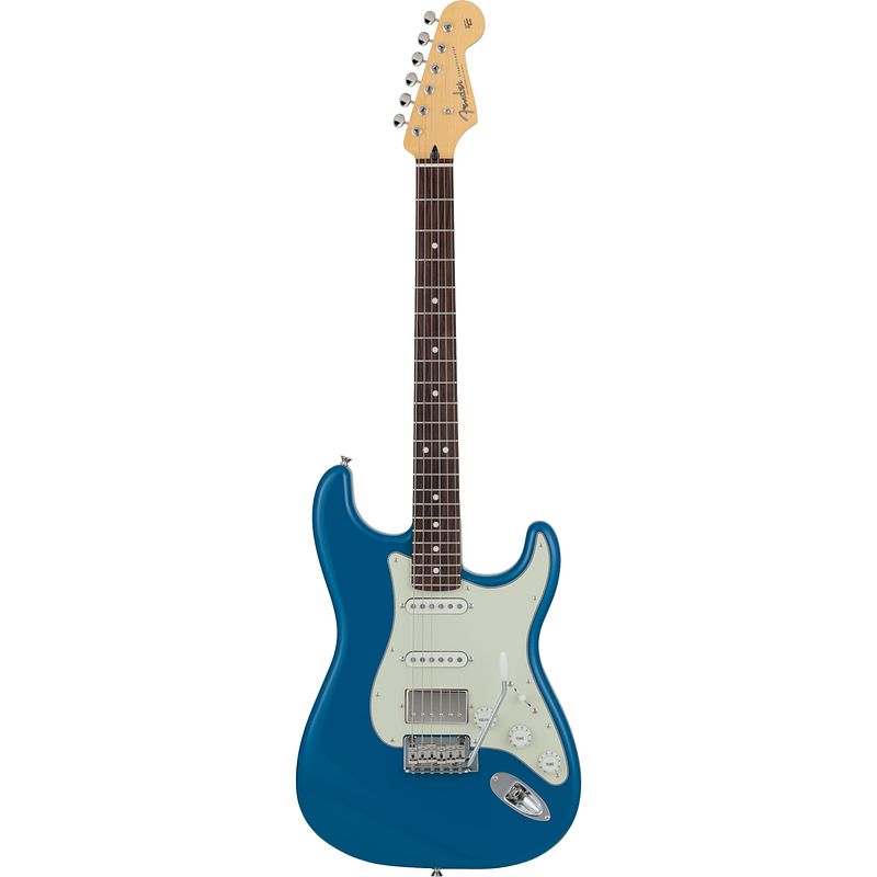 Foto van Fender made in japan hybrid ii stratocaster hss rw forest blue elektrische gitaar met gigbag