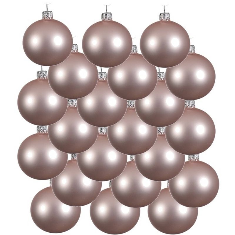 Foto van 18x glazen kerstballen mat lichtroze 6 cm kerstboom versiering/decoratie - kerstbal