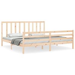 Foto van The living store massief grenenhouten bedframe - 205.5 x 185.5 x 100 cm - multiplex lattenbodem