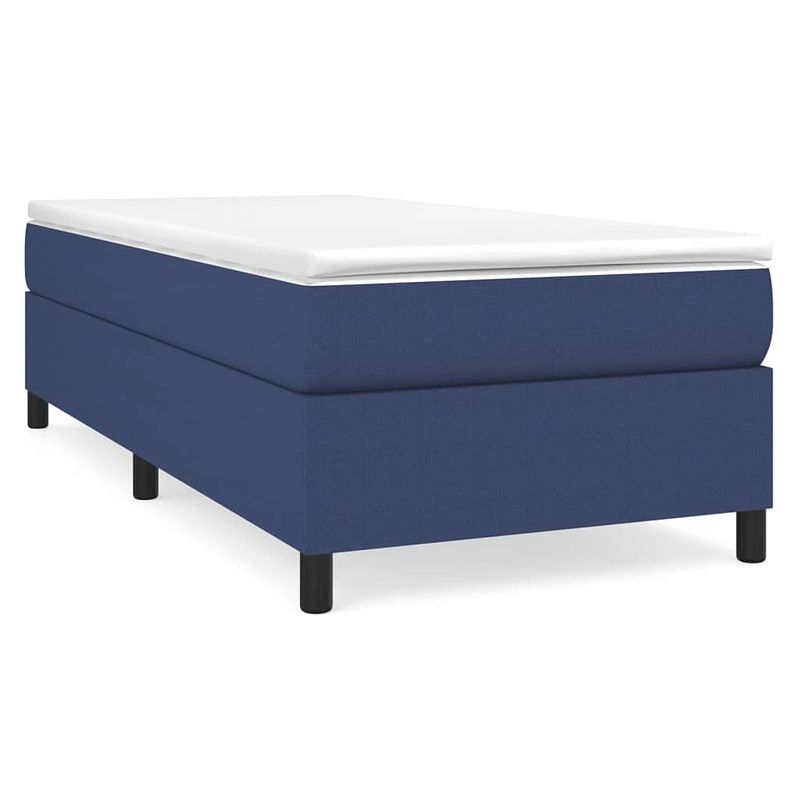 Foto van Vidaxl boxspring met matras stof blauw 90x190 cm