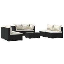 Foto van Vidaxl 7-delige loungeset met kussens poly rattan zwart