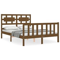 Foto van The living store bedframe - massief grenenhout - 195.5 x 125.5 x 100 cm - honingbruin