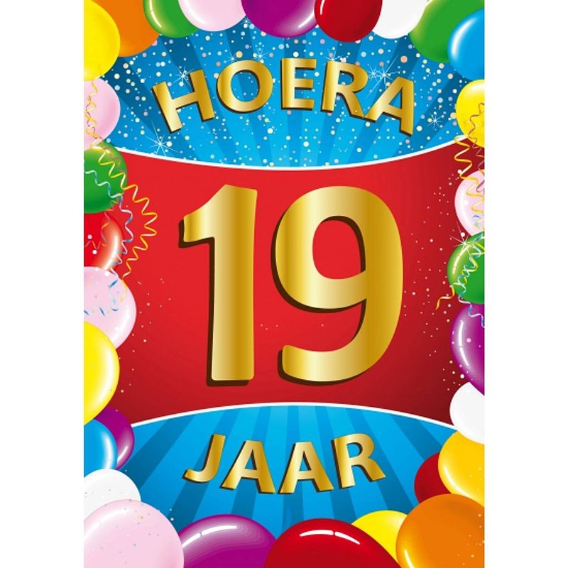 Foto van 19 jaar mega deurposter 59 x 84 cm leeftijd verjaardag feestartikelen - feestposters