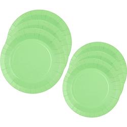 Foto van Feest/verjaardag bordjes set - 40x stuks - licht groen - 17 cm en 22 cm - feestbordjes