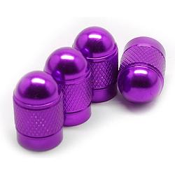 Foto van Tt-products ventieldoppen purple bullets aluminium 4 stuks paars - auto ventieldop - ventieldopjes
