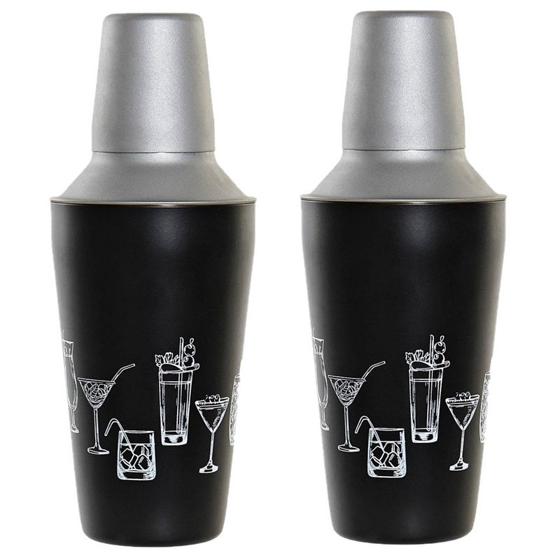 Foto van 2x stuks cocktailshakers zwart 500 ml rvs - cocktailshakers