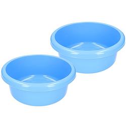 Foto van Set van 2x stuks ronde afwasteiltjes / afwasbakken blauw 6,2 liter - afwasbak