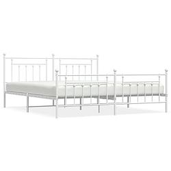 Foto van Vidaxl bedframe met hoofd- en voeteneinde metaal wit 193x203 cm