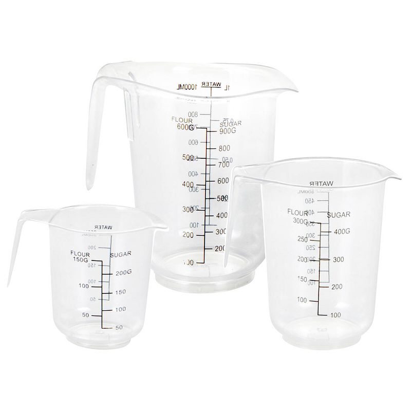 Foto van Set van 3x stuks maatbekers transparant 250 ml - 500 ml - 1000 ml - maatbekers