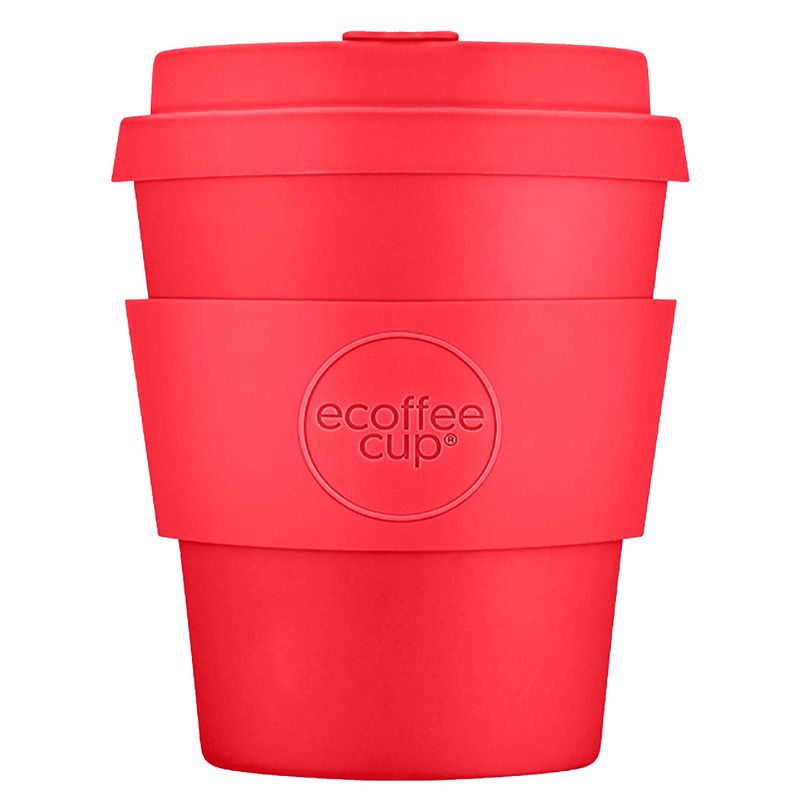Foto van Ecoffee cup meridian gate pla - koffiebeker to go 250 ml - rood siliconen