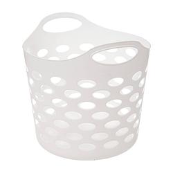 Foto van 5five flexibele wasmand/opbergmand - rond - wit - 28 liter - d39 x h54 cm - wasmanden