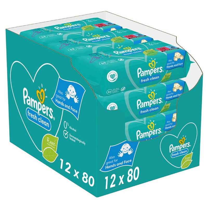 Foto van Pampers - fresh clean - billendoekjes - 960 doekjes - 12 x 80