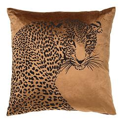 Foto van Dutch decor simba - kussenhoes met dierenprint 45x45 cm tobacco brown - bruin - bruin