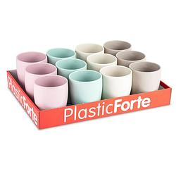 Foto van Plasticforte 12x gekleurde drinkbekers/mokken - kunststof - 375 ml - onbreekbaar - drinkbekers