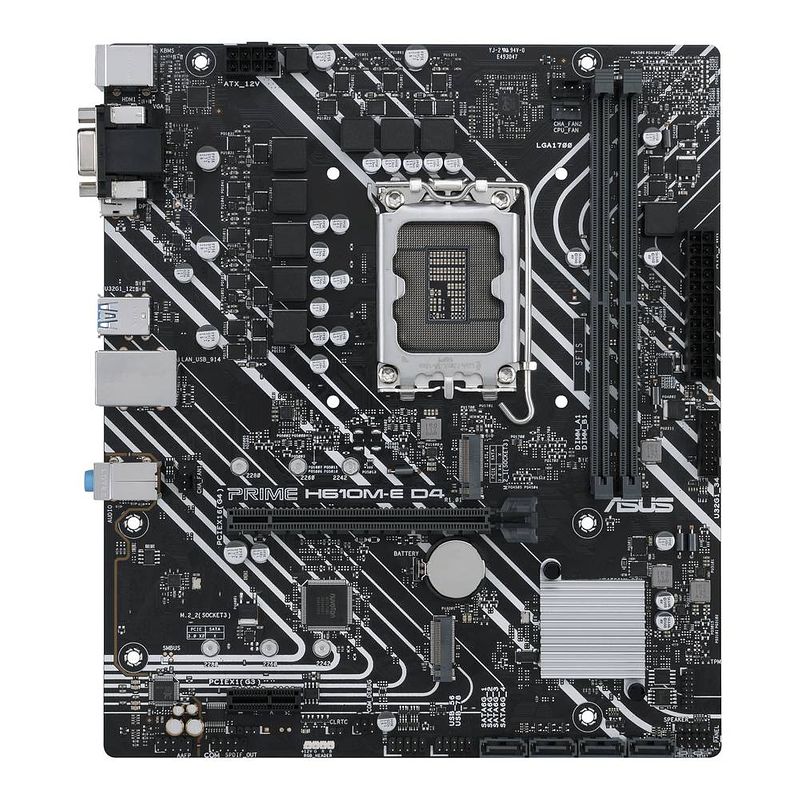 Foto van Asus prime h610m-e d4 moederbord socket intel 1700 vormfactor micro-atx moederbord chipset intel® h610